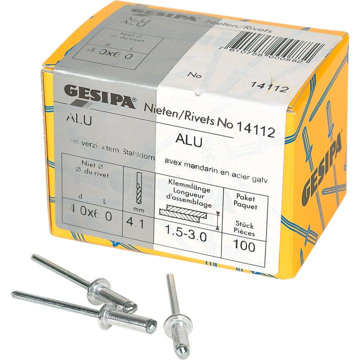 Gesipa Rivets aveugles 4.0x6 mm aluminium 100 pièces