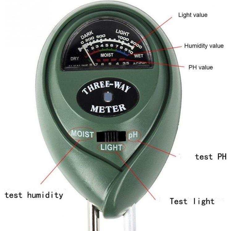 Thumbnail - JTI, Indoor Growing Zubehör, Bodenmessgerät mit 3 Funktionen - Luftfeuchtigkeit, pH-Wert, Licht