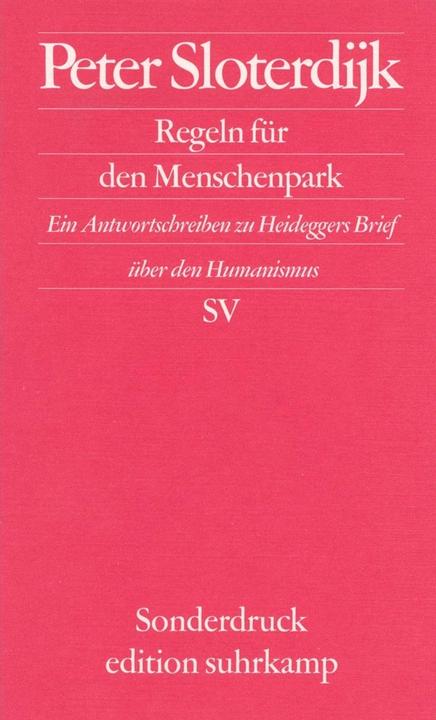 Produktbild Regeln für den Menschenpark (Deutsch, Peter Sloterdijk, 1999)