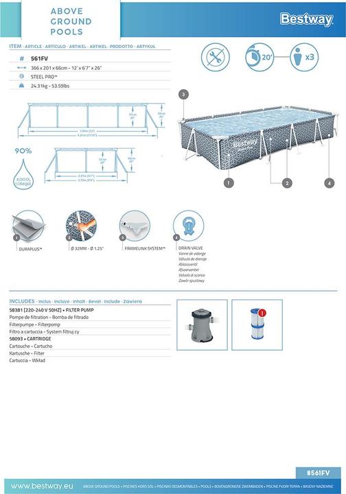 Produktbild Bestway Steel Pro Pool Set (3000 x 2010 x 660 mm)