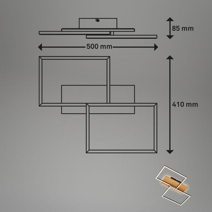 Actual product image Briloner LED ceiling light, black / wood, LED/30W (1580 lm)