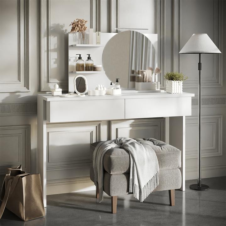 Actual product image Vicco Bathroom mirror cabinet Avena, White, 80 x 50 cm with 3 open compartments (80 x 13.50 x 50 cm)