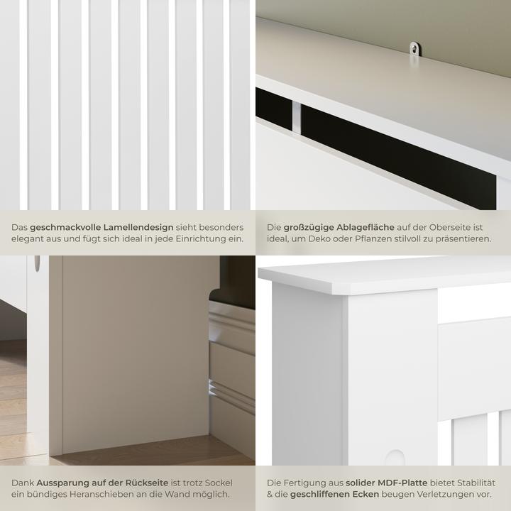 Image du produit tectake Heizkörperabdeckung Vila, im Lamellendesign, mit Ablage