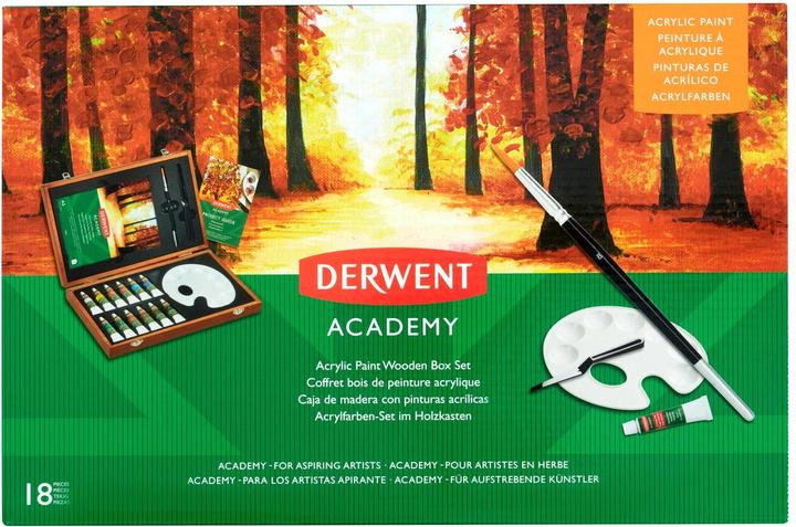 Immagine prodotto Derwent Pittura acrilica Scatola di legno acrilico multicolore (Multicolore, 12 ml)
