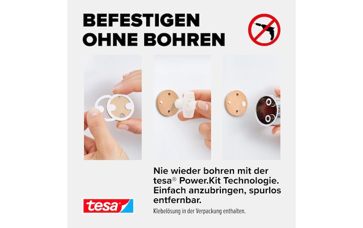 Actual product image tesa SPAA shower rail incl. adhesive solution without drilling