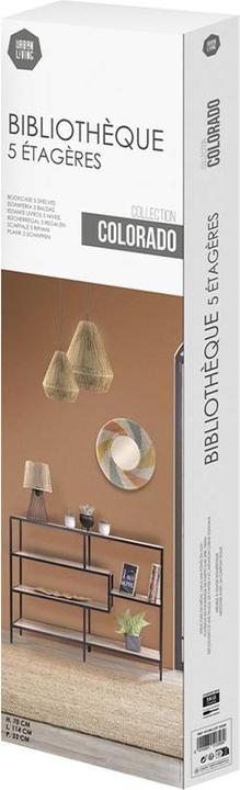 Produktbild Urban Living Regal schwarzes Metall mit Holz (114 x 33 x 76 cm)