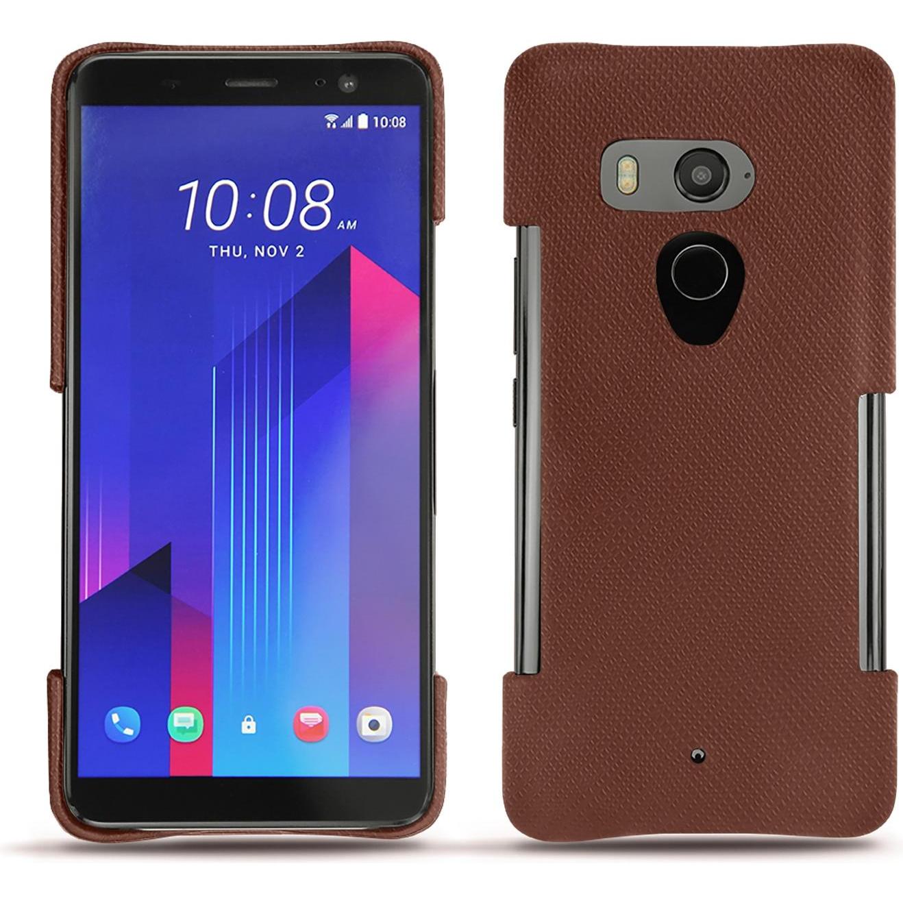 Noreve Lederschutzhülle (HTC U11+), Smartphone Hülle, Braun
