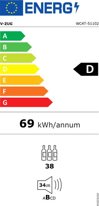 Label énergétique V-ZUG WineCooler V4000 90