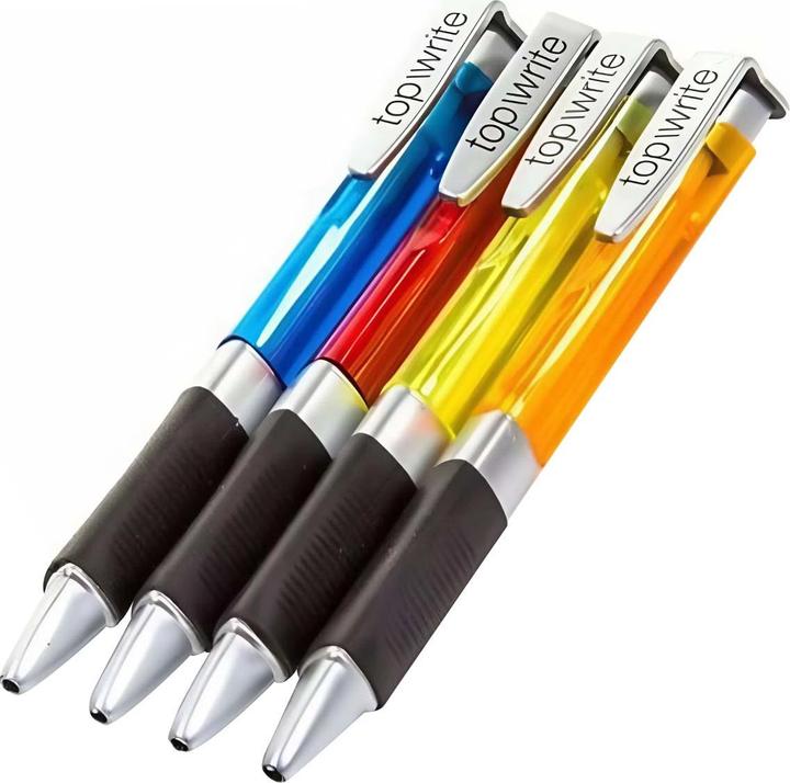 Productafbeelding Topwrite 4 balpennen met comfort grip (Veelkleurig, 4x)