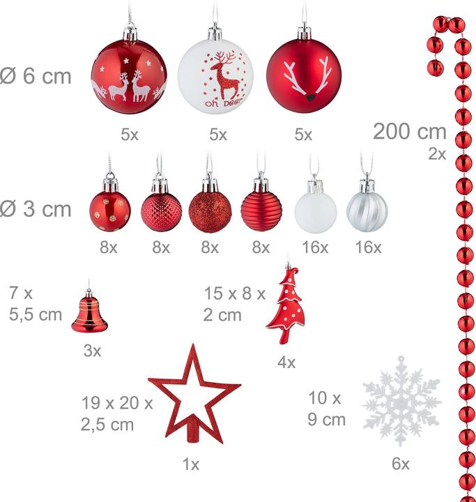 Productafbeelding Relaxdays ensemble van 103 boules de Noël (103 -Part)