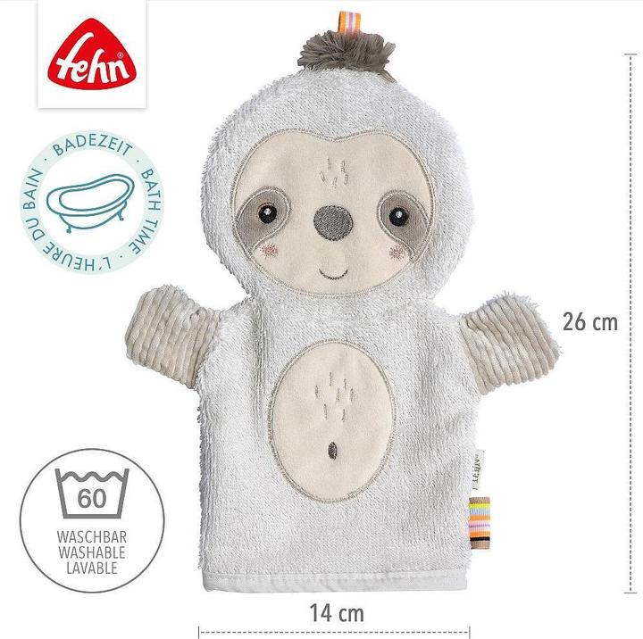 Image du produit Fehn Baby-Waschhandschuh Faultier, Material: Polyester, Frottee