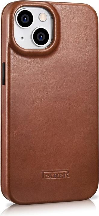 Actual product image iCarer CE Oil Wax Premium Leather Folio Case for iPhone 14 Plus Magnetic Flip Case MagSafe Brown (AK (Apple iPhone 14 Plus)