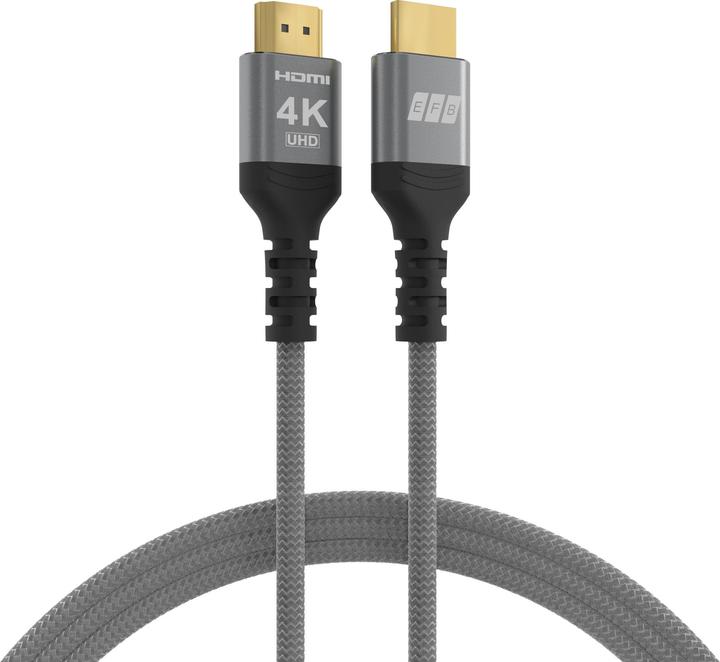 Actual product image EFB Elektronik EFB HighSpeed HDMI Cable with Ethernet 4K60Hz 18 Gbit/s 1m gray compatible with HDMI 2.0 (1 m)