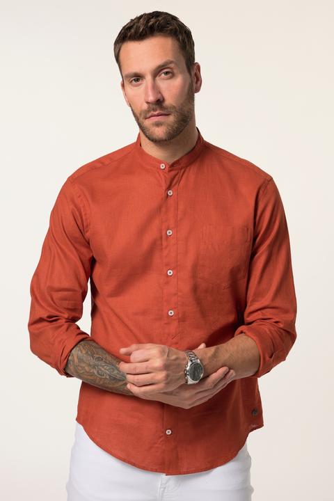 Immagine prodotto JP1880 Camicia in misto lino dalla vestibilità moderna con colletto alla coreana e maniche lunghe (4XL)