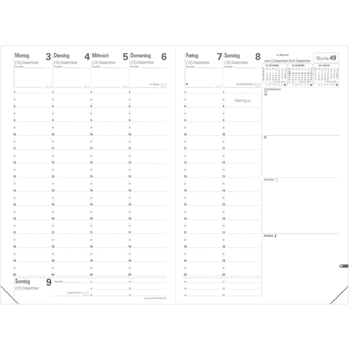 Thumbnail - Quo Vadis, Agenda, Buchkalender Minister 16x24cm Luna Leder schwarz 2025