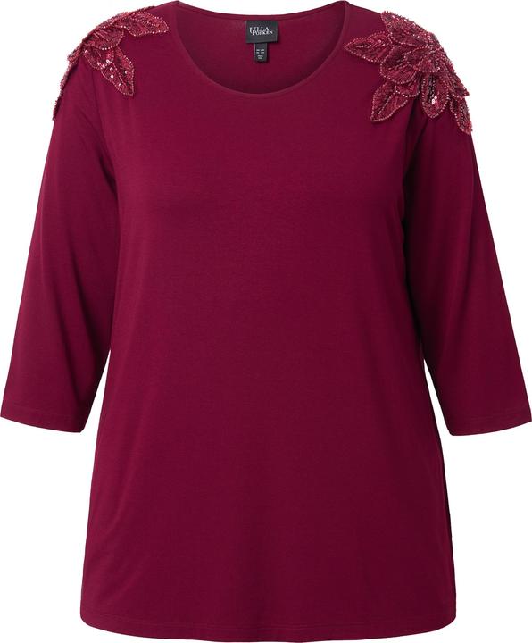 Produktbild Ulla Popken Shirt, Pailletten-Blüten, A-Linie, Rundhals, 3/4-Arm (42, 44)