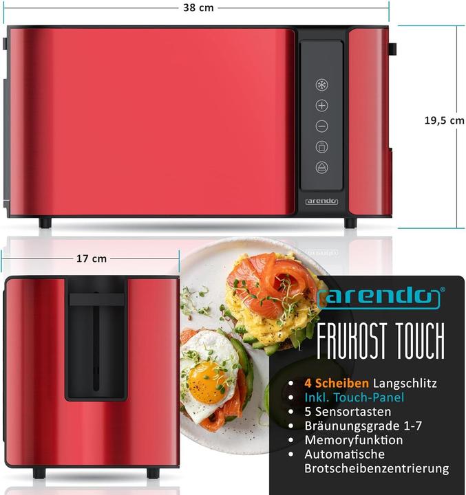 Immagine prodotto Arendo Langschlitztoaster mit integriertem Brötchenaufsatz