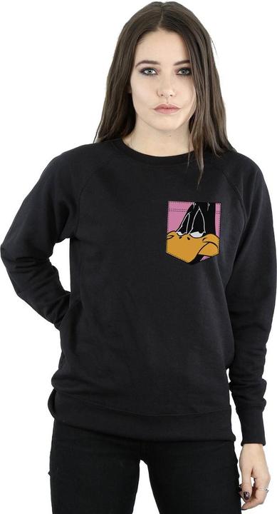 Immagine prodotto Looney Tunes Daffy Duck Face Faux Pocket Felpa Donna (M)