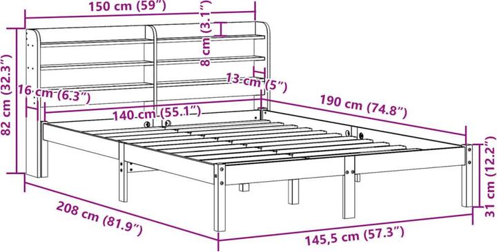Produktbild vidaXL Bettgestell (140 x 190 cm)