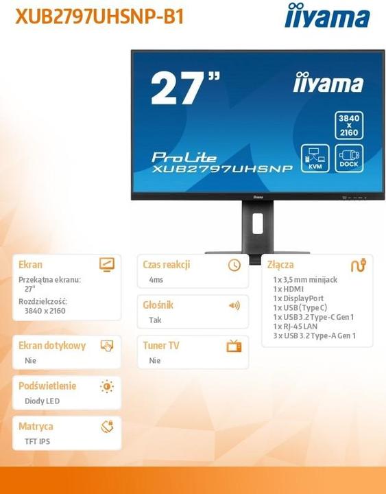 Produktbild iiyama ProLite XUB2797UHSNP-B1 (3840 x 2160 Pixel, 27")