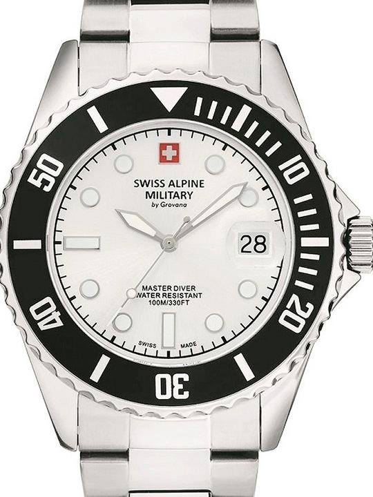 Actual product image Swiss Alpine Military 7053.1132 Herren 42mm 10ATM (Diving watch, Rotating bezel left, Swiss made)