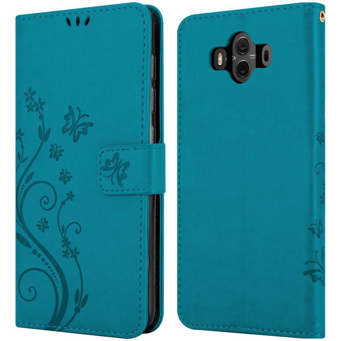 Thumbnail - Cadorabo Flower Book Cover (Huawei Mate 10), Smartphone Hülle, Blau