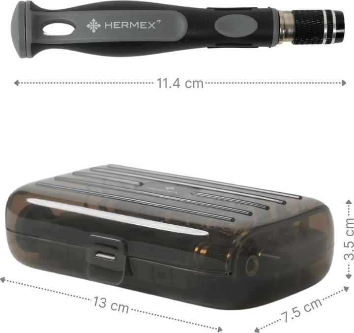 Actual product image Hermex 31-piece set with screwdriver and magnetic bits (Cross recess)