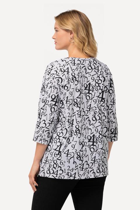 Produktbild Ulla Popken Shirt, Zahlenmuster, A-Linie, Rundhals, 3/4-Arm (50, 52)