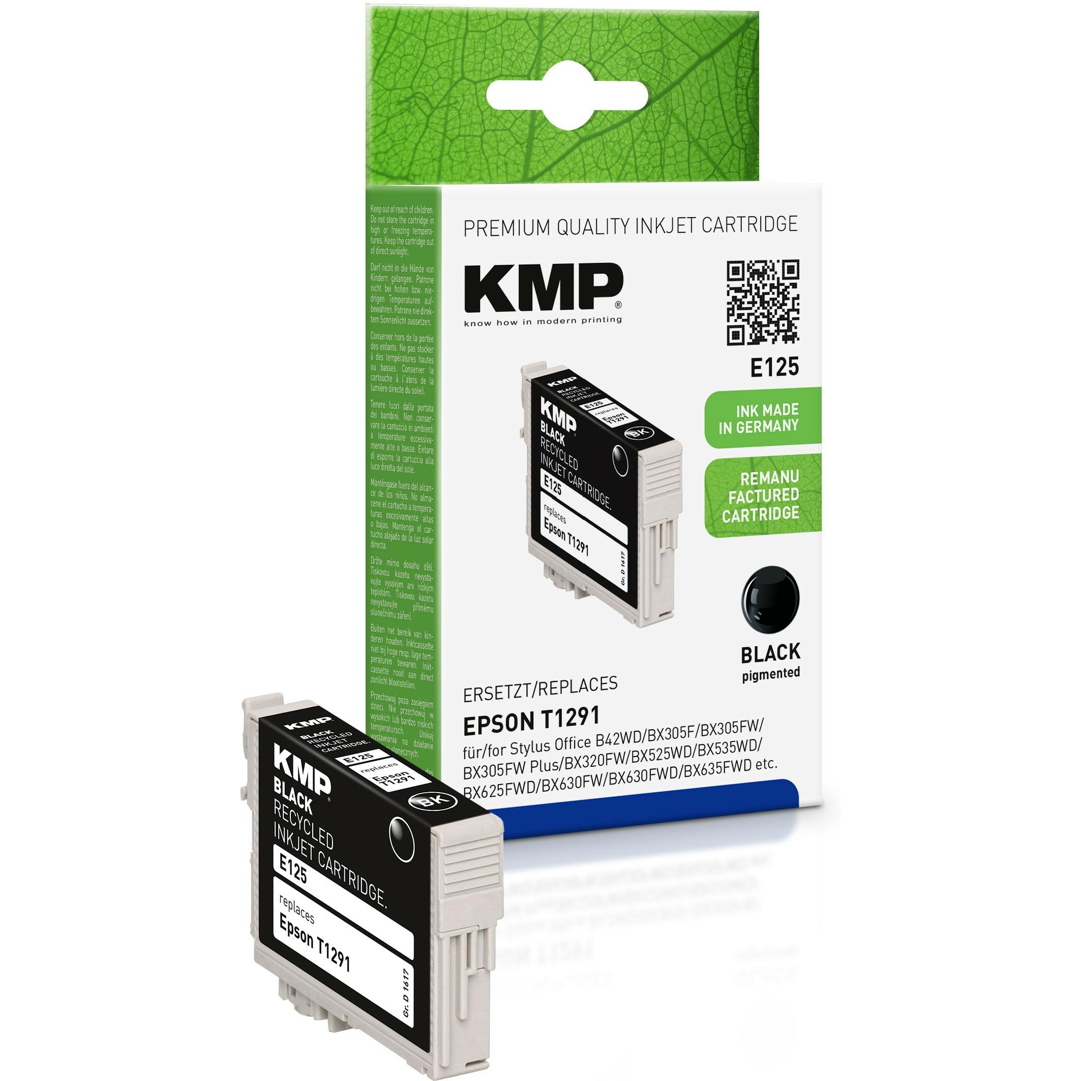 KMP, Druckerpatrone, E125 Tintenpatrone kompatibel mit Epson T 129 (BK)