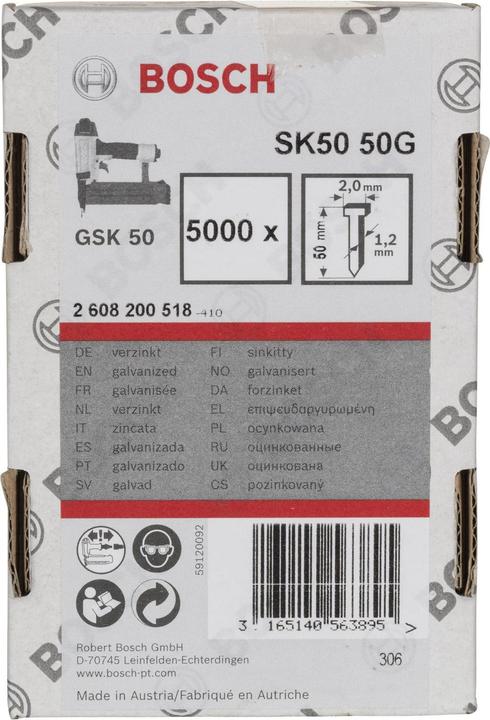 Produktbild Bosch Professional Zubehör Senkkopf-Stift SK50 50G, 1,2 mm, 50 mm, verzinkt