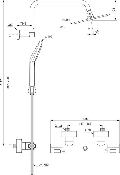Produktbild Ideal Standard IDS Duschsystem IDEALRAIN mit CeraTherm T100 chrom