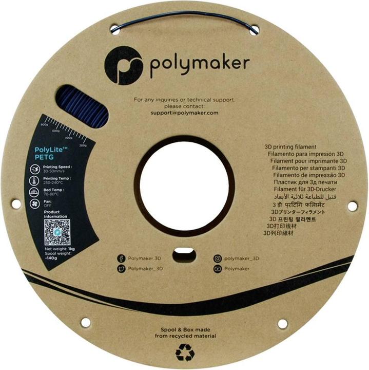 Actual product image Polymaker PolyLite PETG Dunkel Blau 1,75 mm 1000 g (PETG, 1.75 mm, 1000 g, Blue)