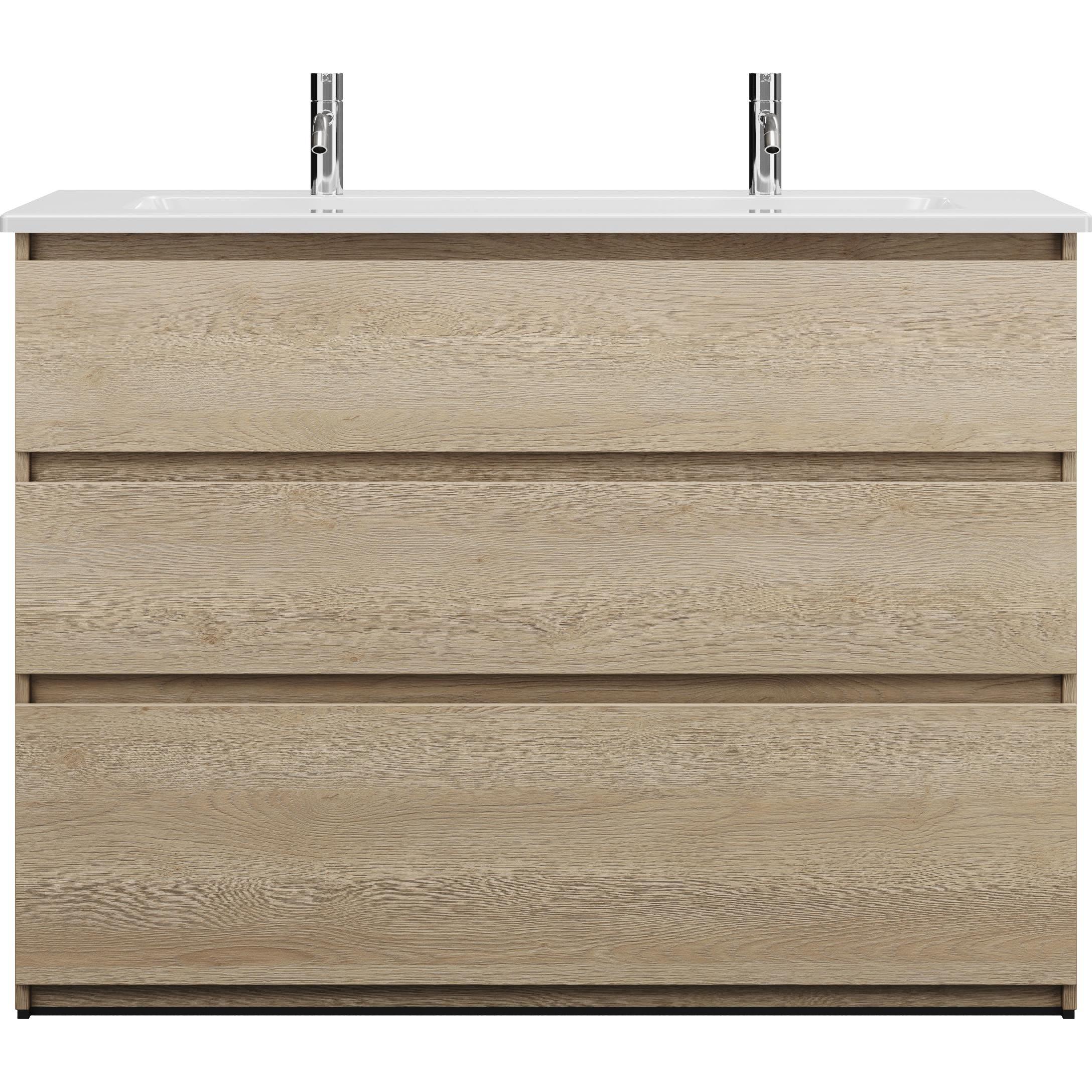 burgbad, Badmöbelset, Lin20 Keramik-Waschtisch Farbe Weiss Glänzend mit 2 Armaturbohrungen inklusive Waschtischun