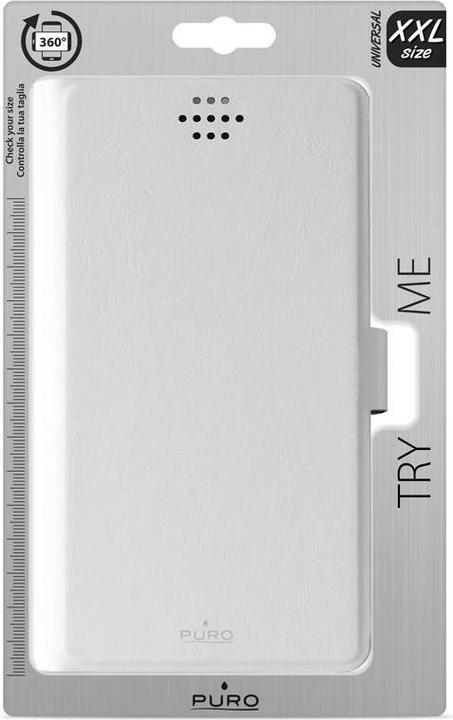 Actual product image Puro Uniwallet Bi-Color - Universal 360 ° swivel case with card slots, dydis XXL (balta) (Universal)