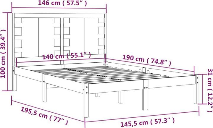 Image du produit vidaXL Bettgestell (140 x 190 cm)