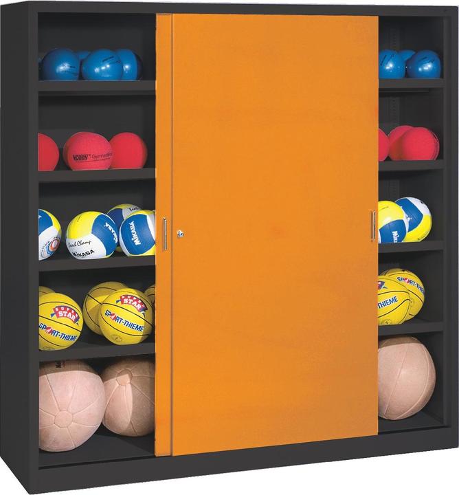 Actual product image C+P Ball cabinet (HxWxD: 195x190x60 cm, with solid sheet metal sliding doors, type 4)