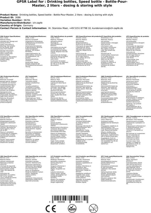 Immagine prodotto Ich-zapfe Bottiglia-Pour Master 2 lt, giallo (Beccuccio dosatore + versatore)