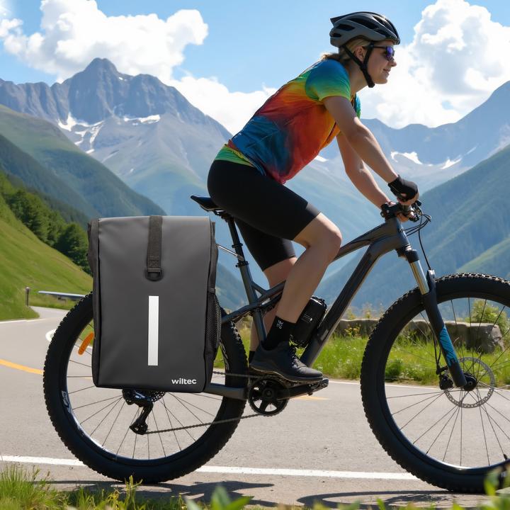 Produktbild Wiltec Gepäckträgertasche matt schwarz 16l Fahrradtasche Gepäckträger Packtasche (16 l, Gepäckträgertasche)