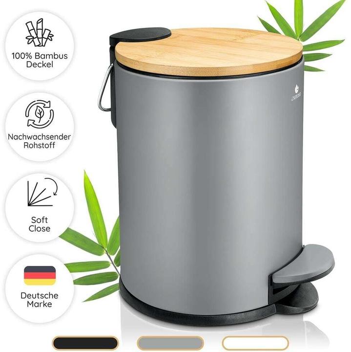 Immagine prodotto Exitoso Tretmülleimer mit Softclose-Deckel 3 l, Grau (3 l)