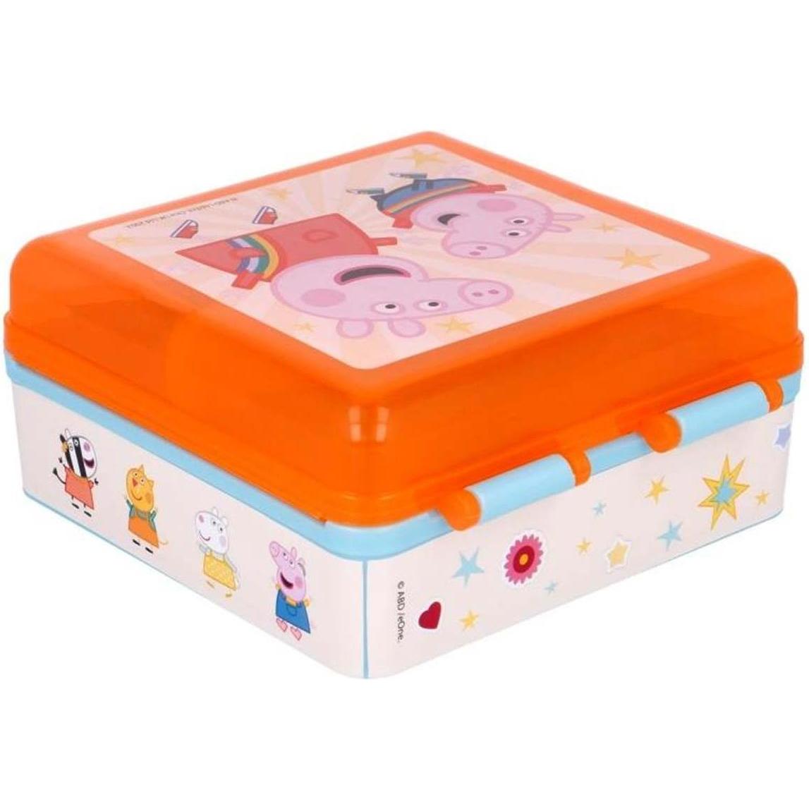 Stor Peppa Pig "FREUNDLICHKEIT ZÄHLT" - quadratische Lunchbox mit Fächern (41293)