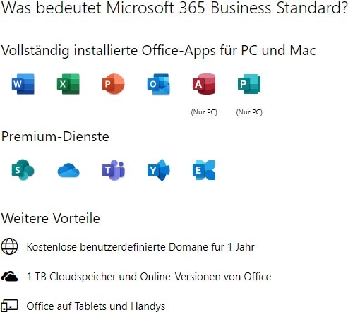 Immagine prodotto Microsoft 365 Business Standard PKC, Versione completa, Italiano (5 Utente, 12 mesi)