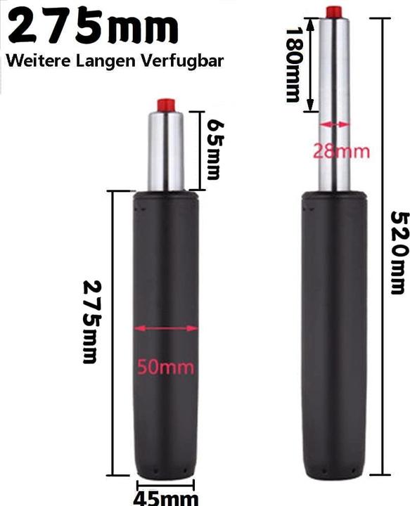 Produktbild Zrebzyr Gasfeder Buerostuhl Schwarz 280mm