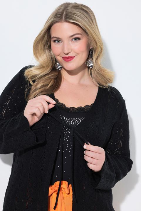 Produktbild Miamoda Strickjacke, gerade Passform, Ajourstrick, Langarm (46, 48)