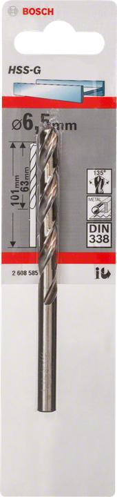 Produktbild Bosch Professional Zubehör Metallbohrer HSS-G, DIN 338, 6,5 x 63 x 101 mm, 1er-Pack (6.5 mm)