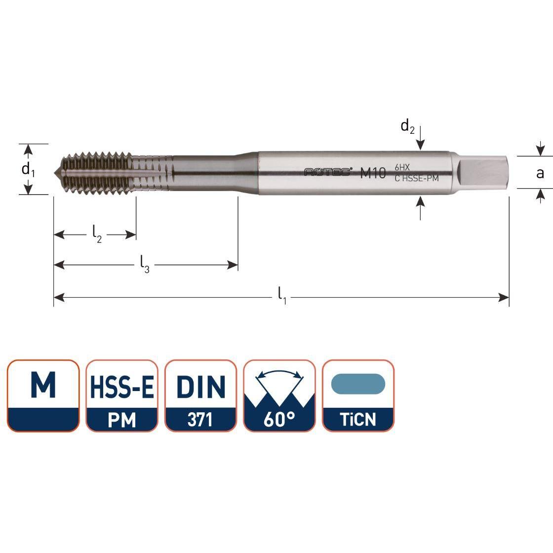 Rotec 353.0600T HSSE Roltap Metrisch M 6x1,0 TiCN (58706398)
