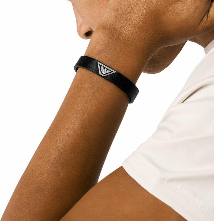 Actual product image Emporio Armani Eagle Logo Bracelet (24.70 cm, Leather, Stainless steel)