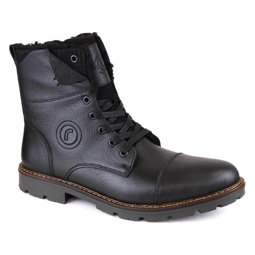 Rieker, Mannen, Lace-Ups, Leren Laarzen Met Wolisolatie, Zwart, Zwart, (40)