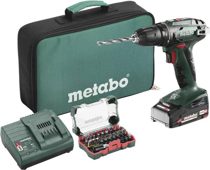 Actual product image Metabo BS 18 cordless drill driver set 18 V 48 Nm ( 602207580 ) + 1x rechargeable battery 2.0 Ah + charger (Rechargeable battery operated)