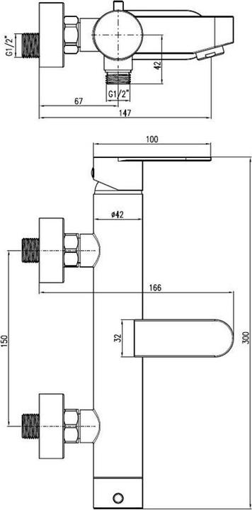 Produktbild Domoletti Bath mixer Rio, matt nickel finish