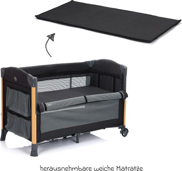 Image du produit Fillikid Lit d'appoint de voyage Cadiz noir avec finition bois (60 x 120 cm)